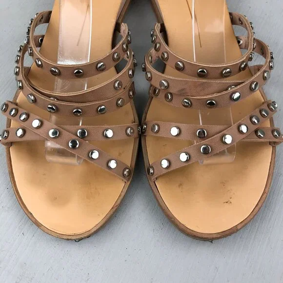 Dolce Vita Women's Size 9** Pinta Cafe Brown Studded Strappy Flats Sandals - Picture 4 of 11